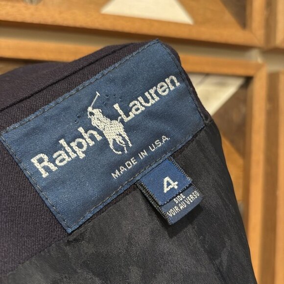 Vintage Ralph Lauren Wool Crest Logo Blazer Jacket Navy Blue Gold Buttons size 4 - Picture 8 of 15